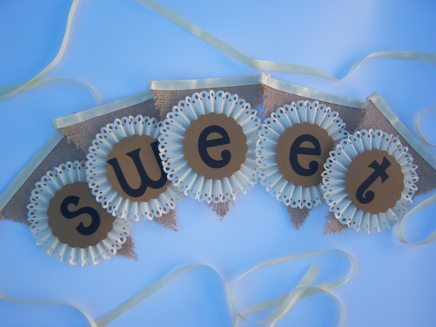 Rustic Rosette Burlap Party Banner