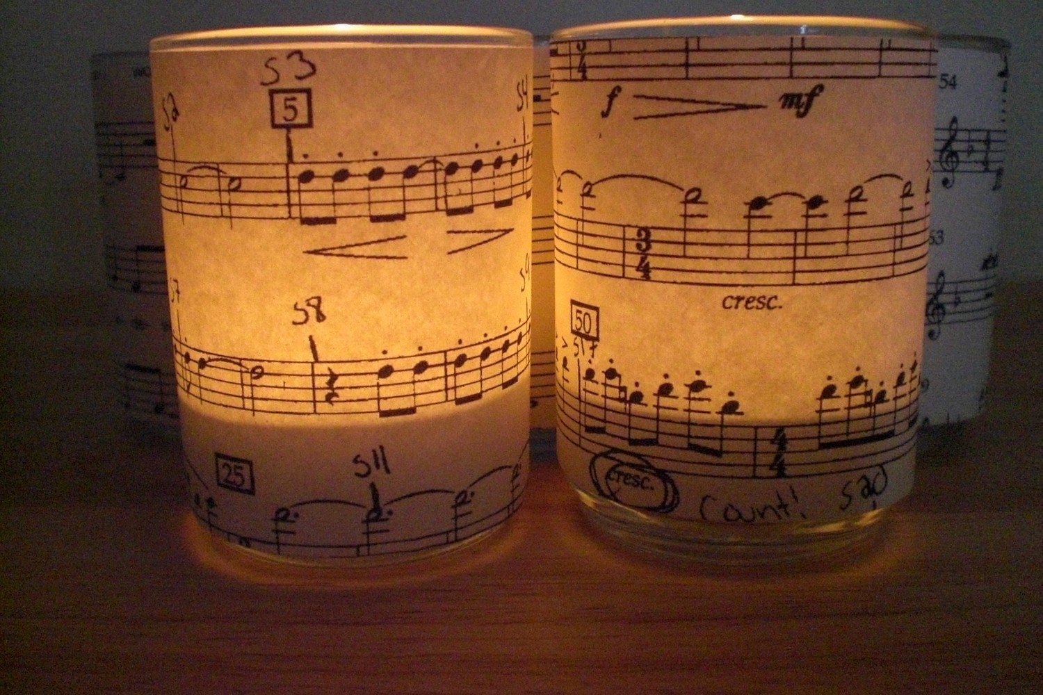 Sheet Music Tea Light Candle Holders  Set of 4