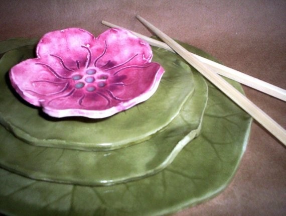 Ceramic Sushi Set Water Lily with Flower