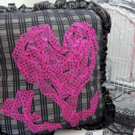pink and black throw pillow cover