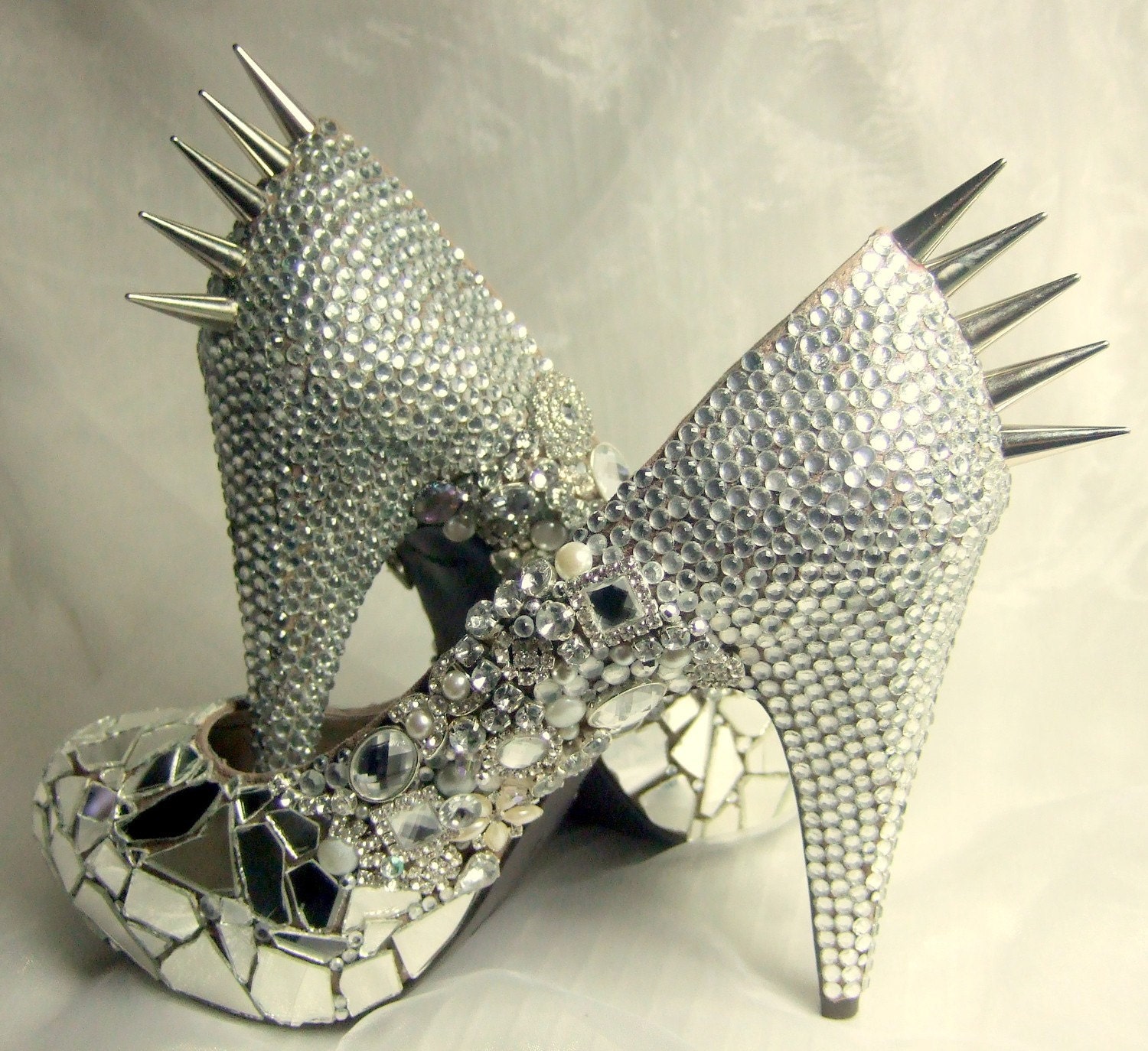 Cinderella's Revenge...Swarovski crystals, broken shards of glass and spikes ..shoes for parties or clubbing