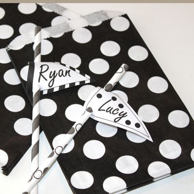 Candy Bags  Wedding Favors on 48 Black With White Dots Favor Bags  Wedding  Candy Buffet  Loot Bags