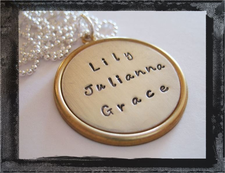 Large Brass and Sterling Pendant Necklace
