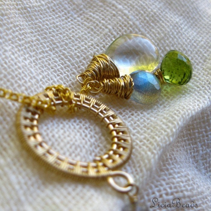 Collecting Pebbles - gemstone lariat necklace