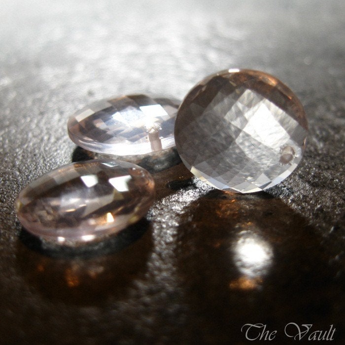 Rose Quartz 12-14mm Checkerboard coin trio - one only