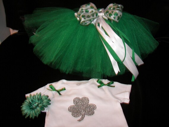 St. Patty's Princess Bling Tutu Set--Boutique Style-Fun & Adorable-Free Flower Clip