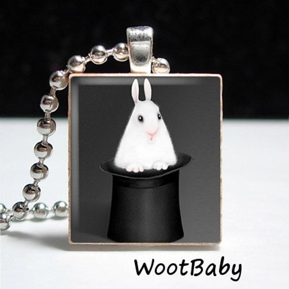 Cute Critters Bunny In Hat Scrabble Tile Pendant Buy 2 Get 1 Free