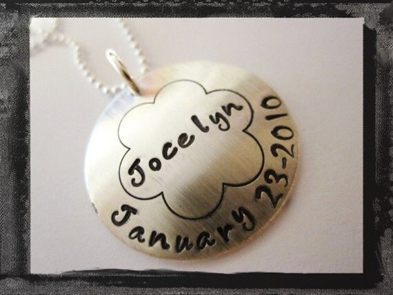 Hand Stamped Sterling Silver FLOWER Necklace...new design