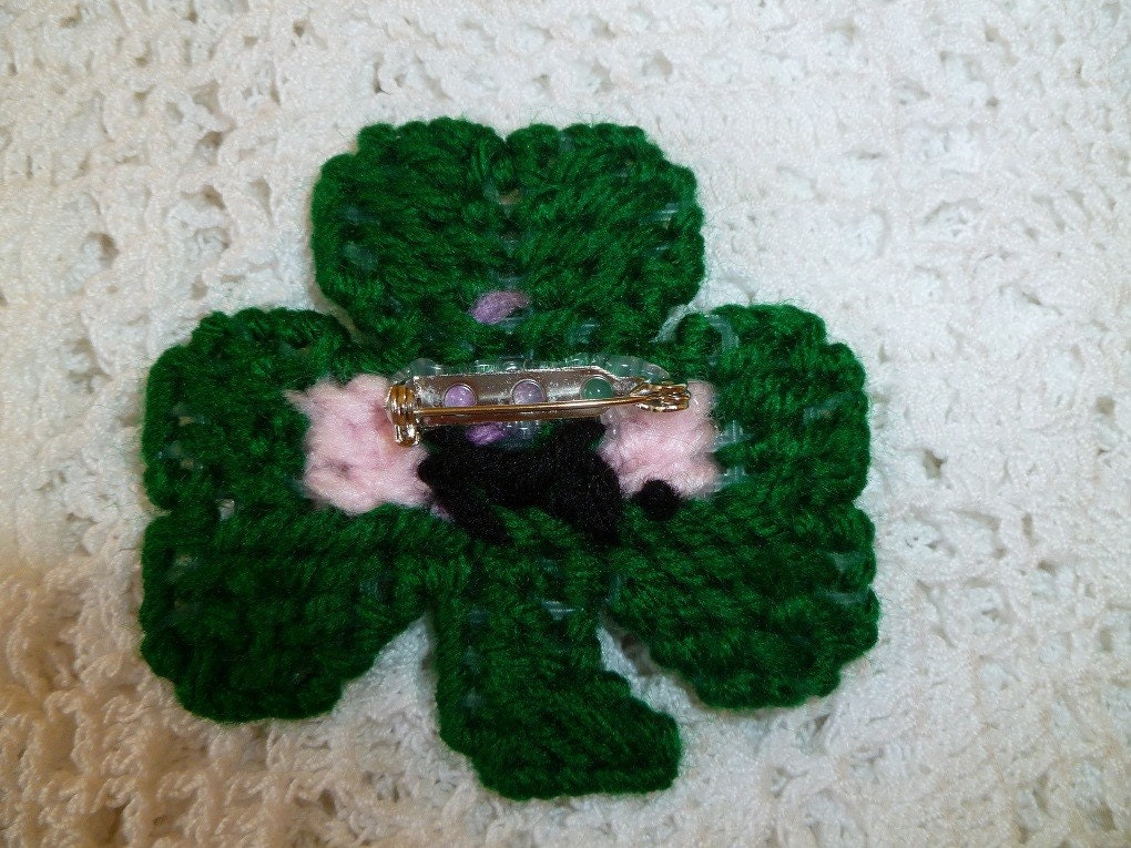 St. Patrick's Day Happy Face Shamrock Pin