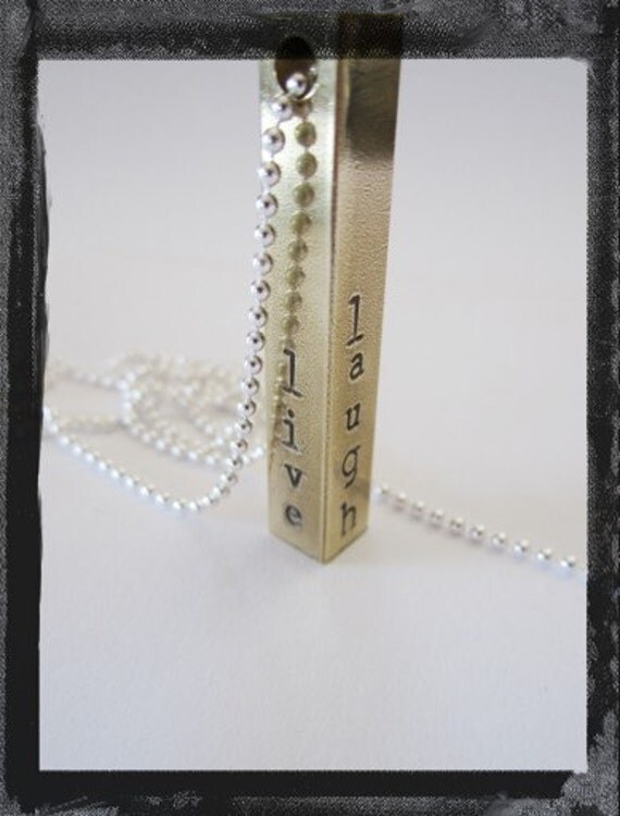 BAR NECKLACE- Hand Stamped Necklace - Personalized Charm Necklace -Unisex