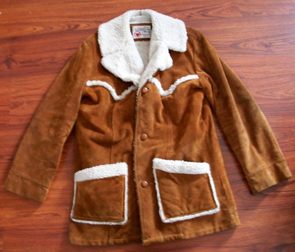70s Ain't No Mountain Man High Enough Suede Sherpa Coat M