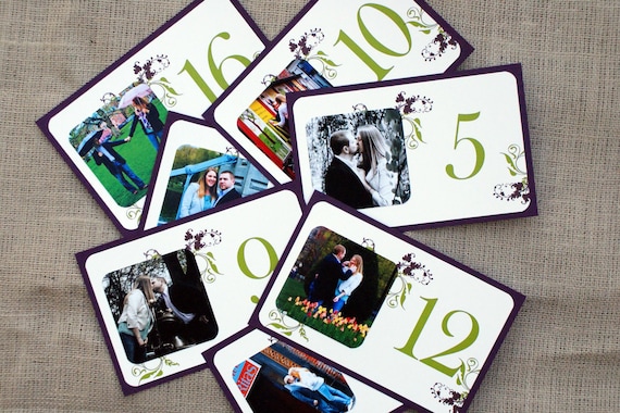 Personalized Photo Table Cards - Custom Colors Available