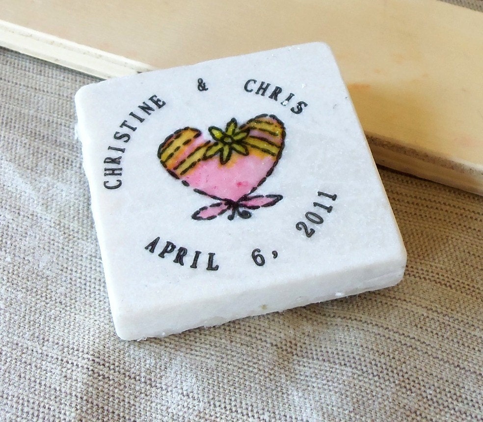 Whimsical Heart Save the Date Magnets, Wedding Favors, Set of 25