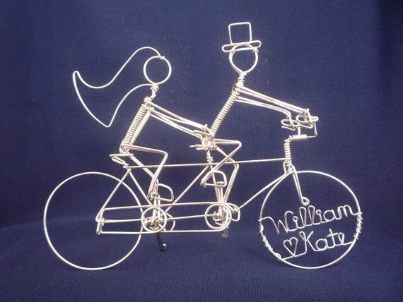 PERSONALIZED Tandem Bike Riders Wedding Cake Topper