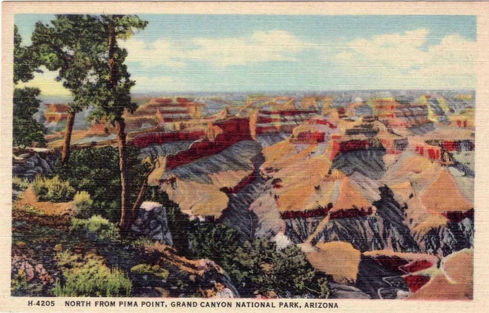 Vintage Arizona Postcard - North from Pima Point, Grand Canyon National Park (Unused)