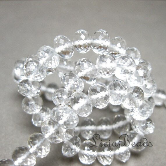 6 Quartz 6mm faceted rondelles