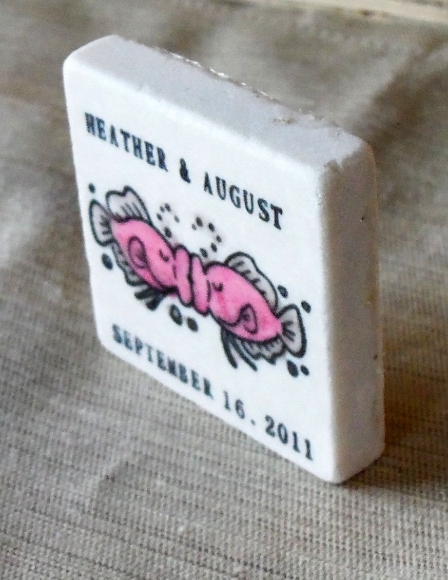 Pink and Silver Kissing Fish Save the Date Magnets, Wedding Favors, Set of 75