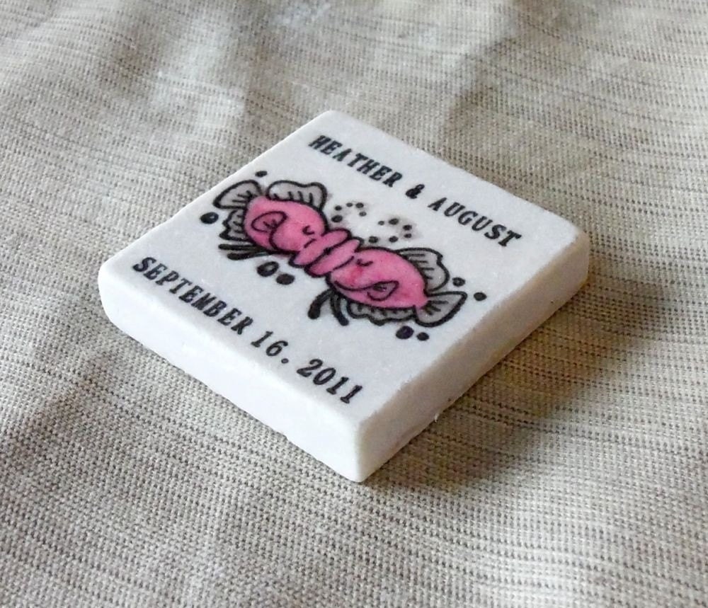 Pink and Silver Kissing Fish Save the Date Magnets, Wedding Favors, Set of 75
