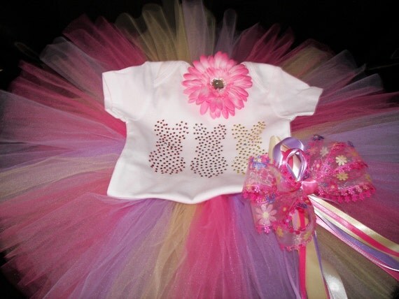 Three Little Bunnies BLING Boutique Tutu Set--Perfect for Easter-Free Flower