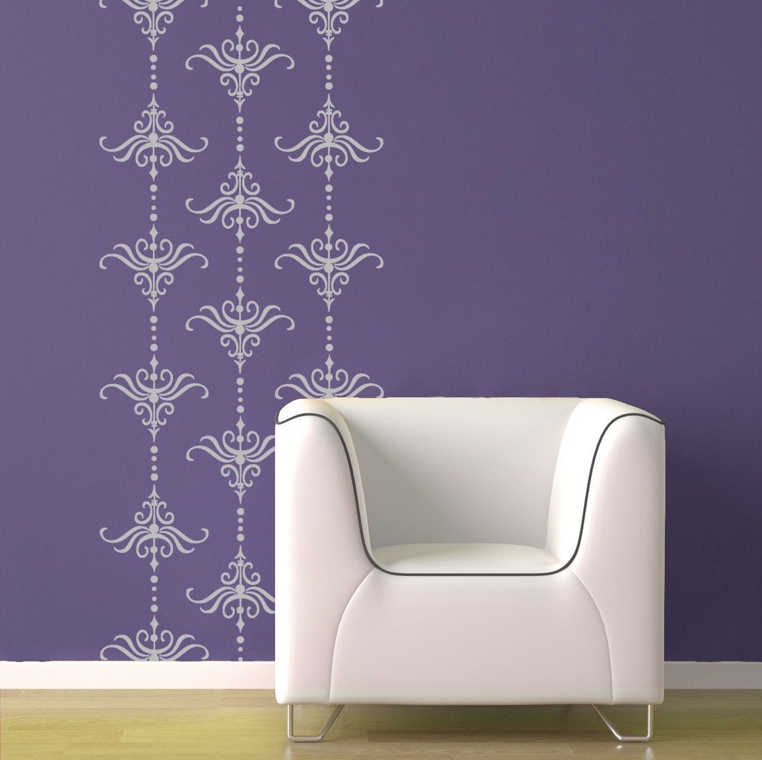 Vintage Style Damask Vinyl Wall Decals - 18