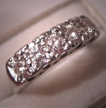 Antique Diamond Wedding Band Ring Vintage Art Deco 6 WG Engagement