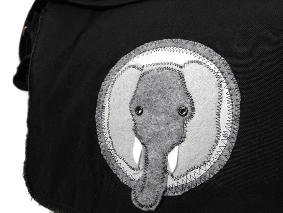 Elephant - Messenger Bag - Large Cross Body Style for School, Travel, Book, Laptop