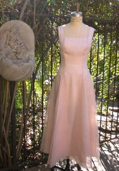 Vintage French Country Inspired Wedding Dress in Petal Pink