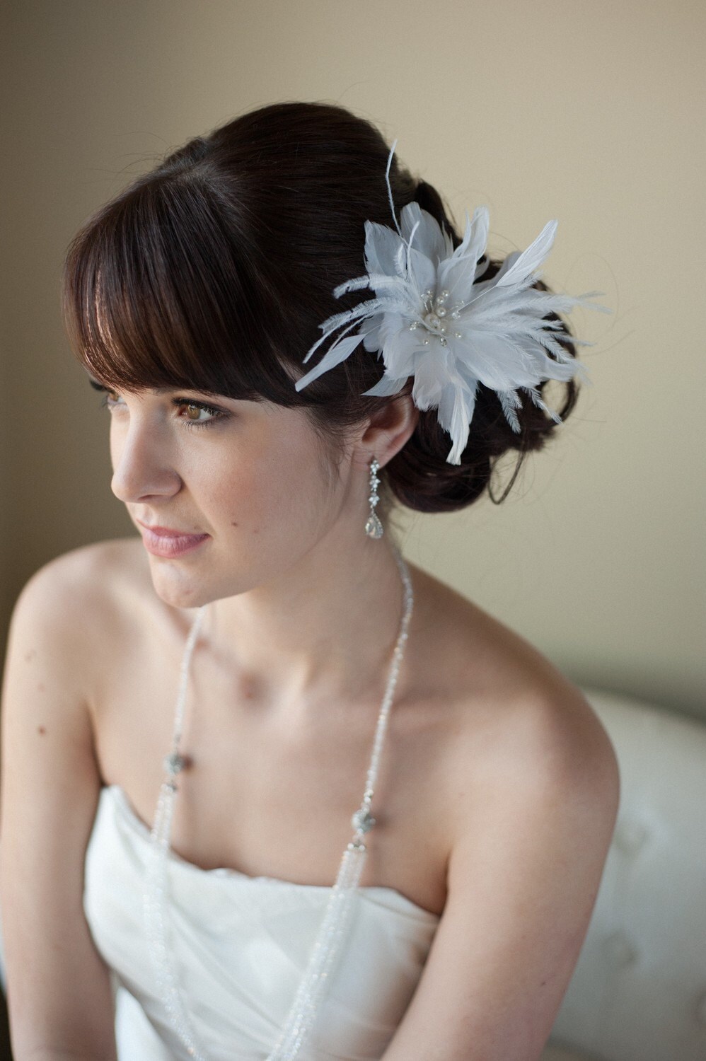 Bridal Feather Hairpin with Swarovski Crystal - VIOLET