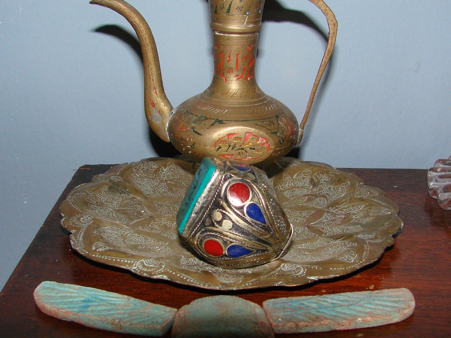 Egyptian Turquoise, Cornelian, Lapis Ring