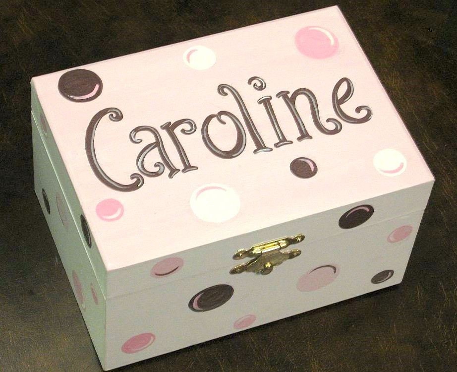 Jewelry box with ballerina, pink and brown, personalized