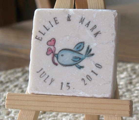 Romantic Blue Bird Save the Date Magnets, Set of 75