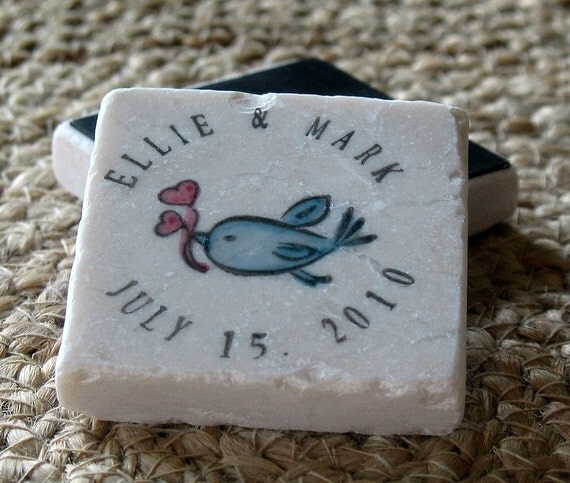 Romantic Blue Bird Save the Date Magnets, Set of 75