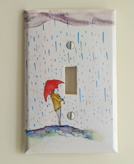 Standing in The Rain Decorative  Light Switch Plate Cover Made From Original Art Work Free Shipping with purchases of 40.00 and over