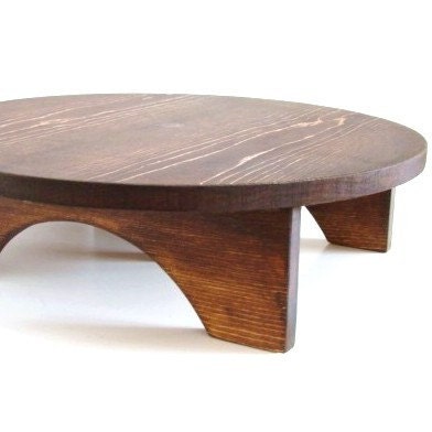 Tray Cake Stand Wedding Cake Stand Wood Pedestal Table Riser Brown Finish 