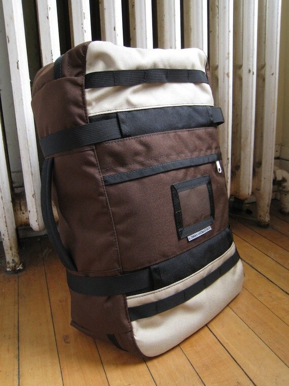 Carry On Luggage Backpack Duffel Brown and Beige