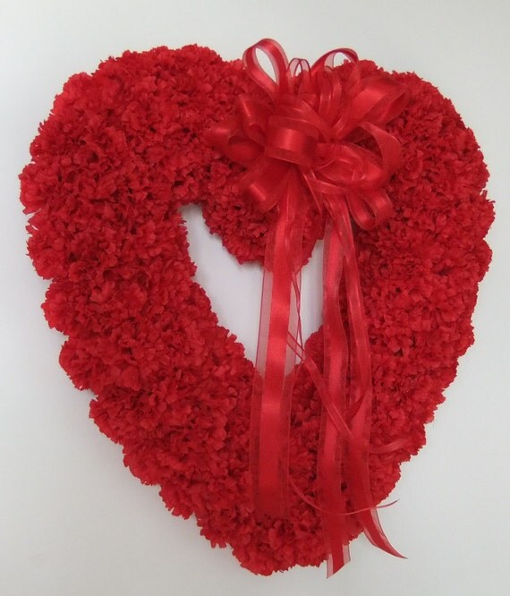Heart Wreath - Red Carnations