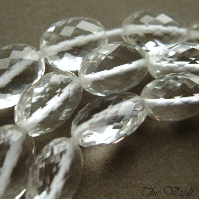 6 Quartz 8-9mm oval faceted beads