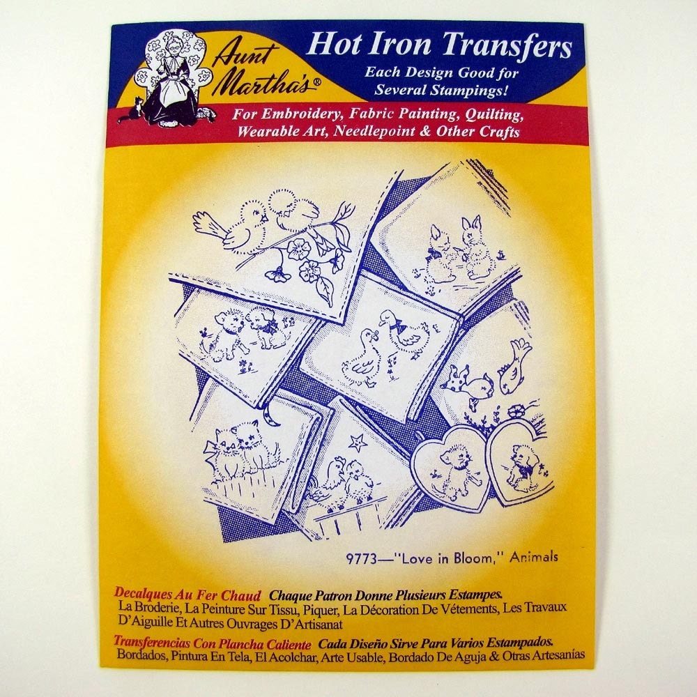 Aunt Martha's Hot Iron Transfers Love in Bloom, Animals 9773