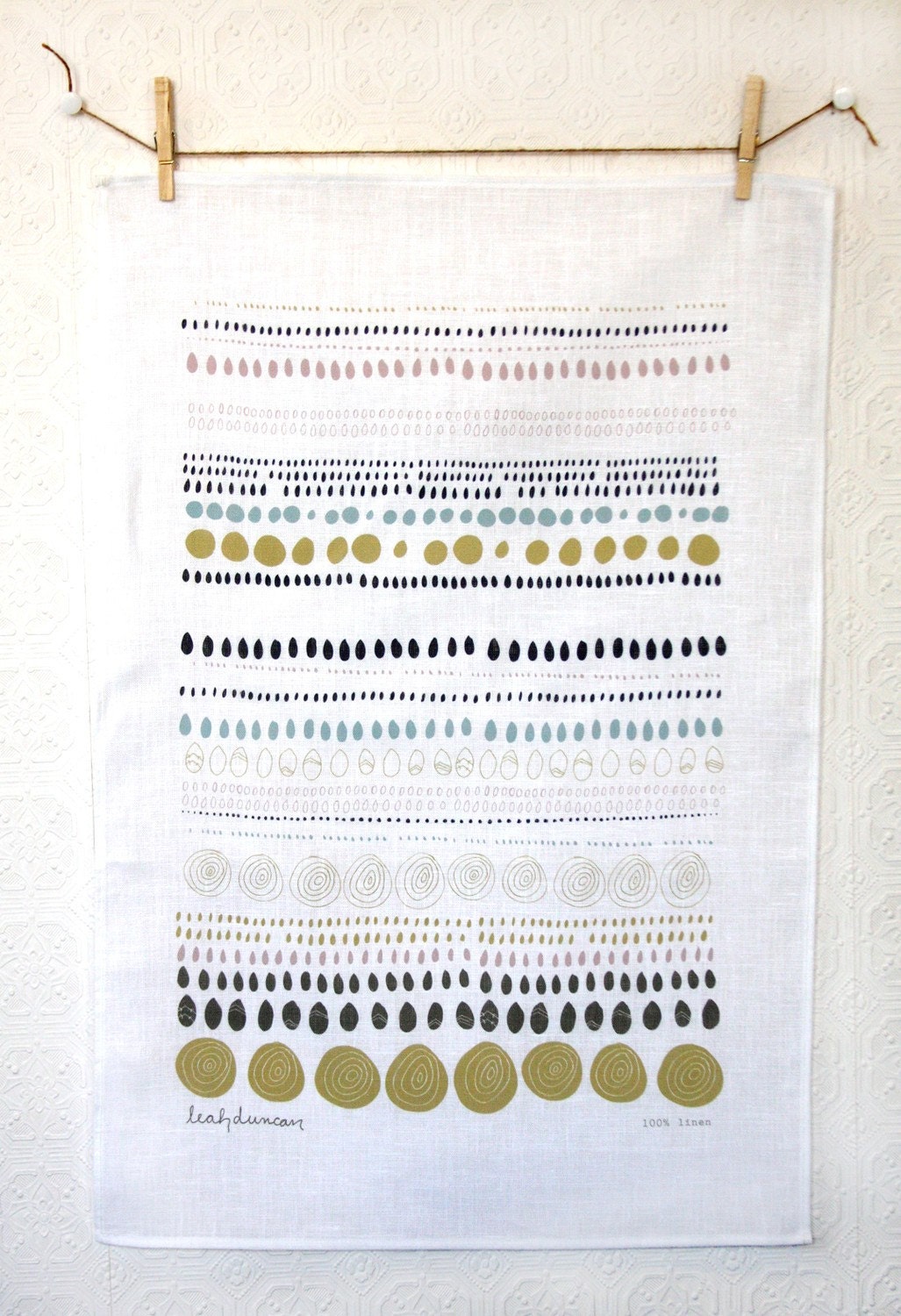 Dots Linen Tea Towel by Leah Duncan