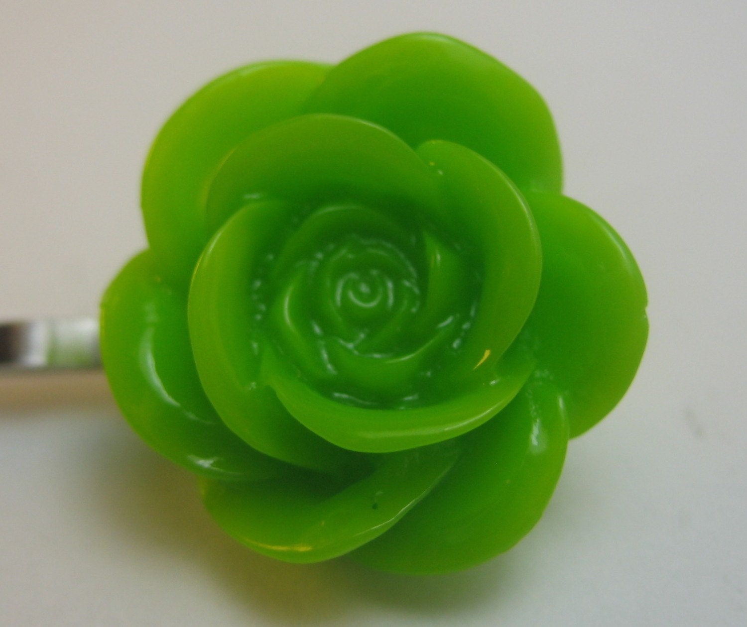 Vintage Inspired Lucite Flower Bobby Pin - 2 Piece Green