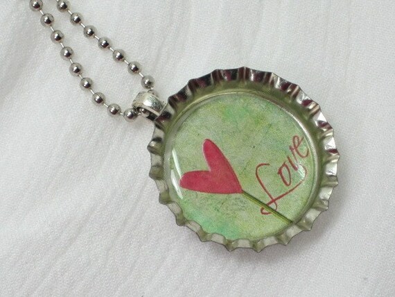 Bottlecap Necklace - Love Heart