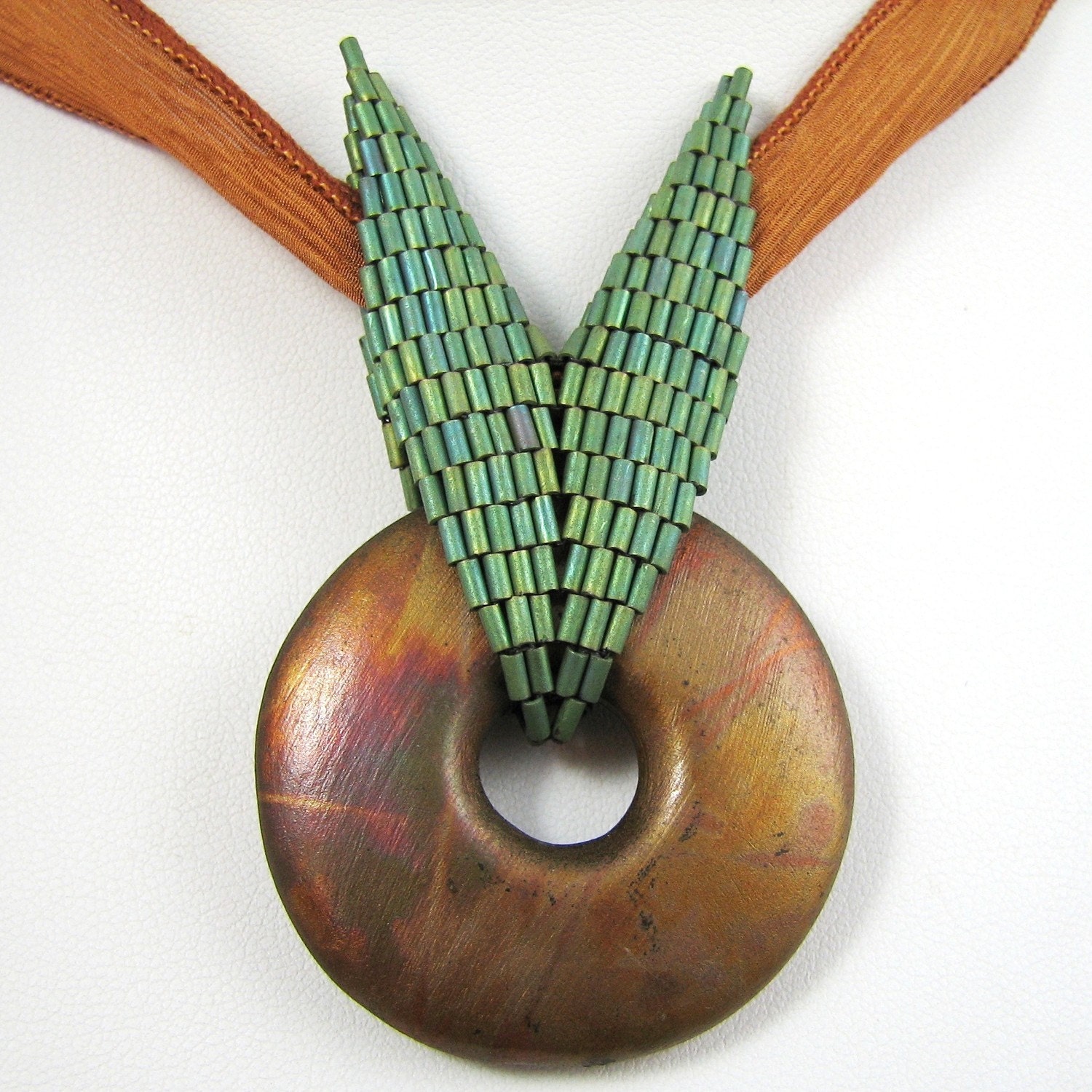 Copper Bloom and Leaf Pendant (2564)