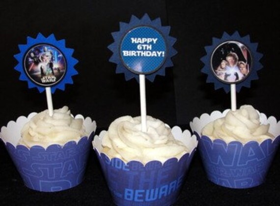 Personalized Star Wars Cupcake kit Wrappers Toppers