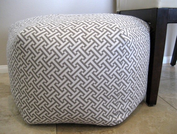 24" Ottoman Pouf Floor Pillow Waverly Cross Section Charcoal