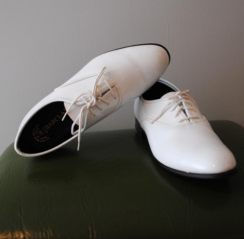 White Patent Tuxedo Shoes Unisex  size  8.5 for MEN, 10/10.5 for Woman