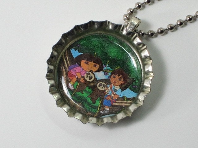 Bottlecap Necklace - Dora and Diego