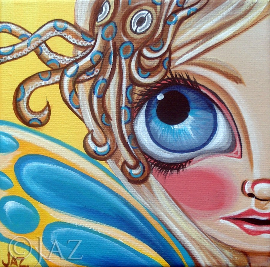 ART PRINT - Blue-Ringed Octopus Fairy - by Jaz - 8x8