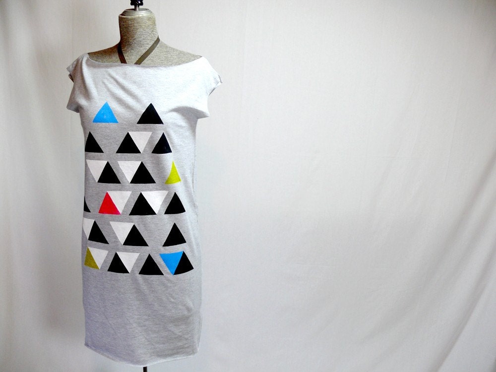 Multi Triangles Heather Grey Tee Dress size M