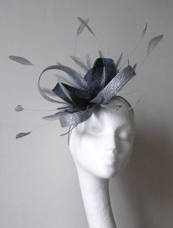 Silver Dark Grey Wedding Fascinator Hat