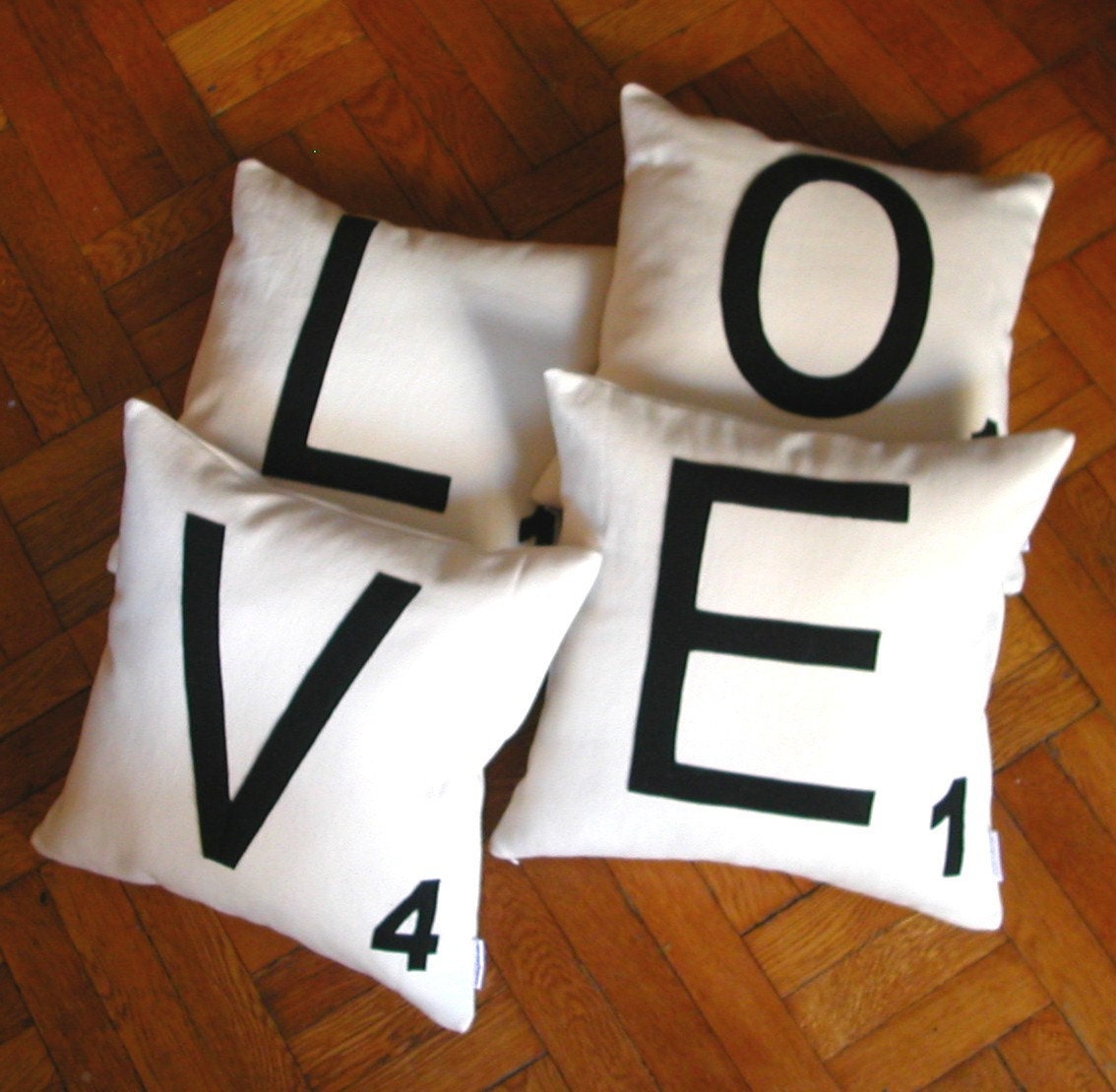 Any 4 Canvas Scrabble Letter Pillow COVERS, Letter Cushion COVERS, Felt Pillows - LOVE Pillow Covers or  any 4 letters